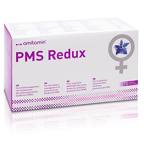 amitamin PMS Redux, 270 Kapseln, Apothekenqualität, klinisch getestet, zum Diätmanagement von Symptomen des prämenstruellen Syndroms (PMS)