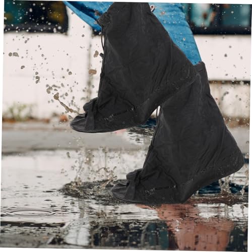 Cubiertas para zapatos impermeables GARVALON talla XXL, cubrebotas reutilizables antideslizantes para adultos, diseño con cremallera, color negro miniatura 6