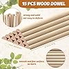 Tondiamo 15 Pcs Wooden Dowel Rods, Split Wood Dowel Unfinished Half Round Wooden Rods for Crafts DIY Feature Wall Log Cabin, Hobby Wood Products (18inch X 1inch) #1