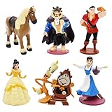 6 Mini Princess Cake Toppers: 6 estilos diferentes, princesa, bestia, reloj, pony, príncipe y más. Tanto a los adultos como a los niños les encantan estos adornos para pasteles con personajes de dibujos animados.