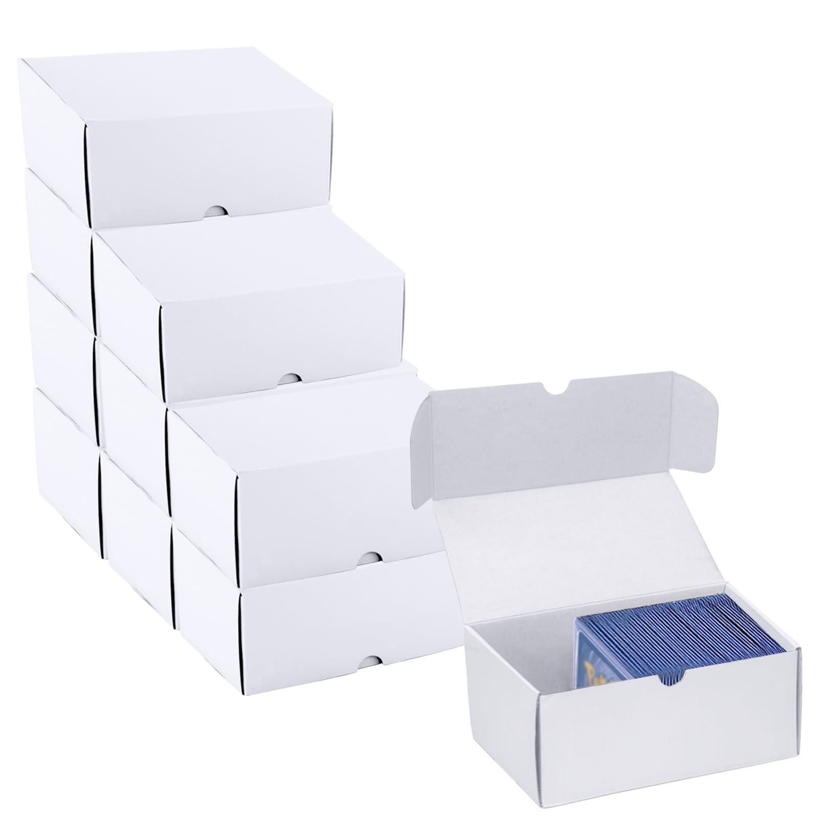 Trading Card Storage Box, 10-Pack 600 Count White Corrugated Cardboard Box | Toploader Trading Card Storage Box, Top Loaders Storage Box for TCG/Magic/Mtg Basketball Card, Collectible Trading Cards