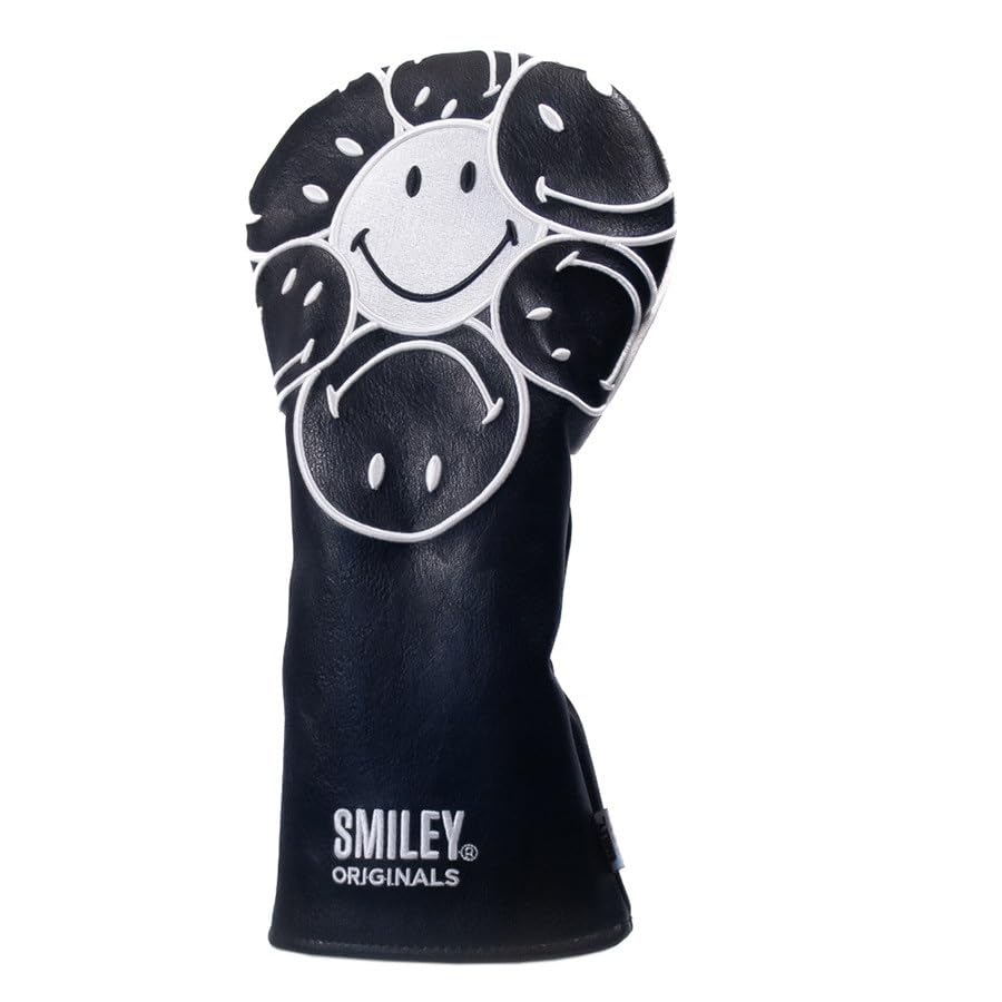 Smiley Golf Club Headcover - Stacked Driver - Black/White