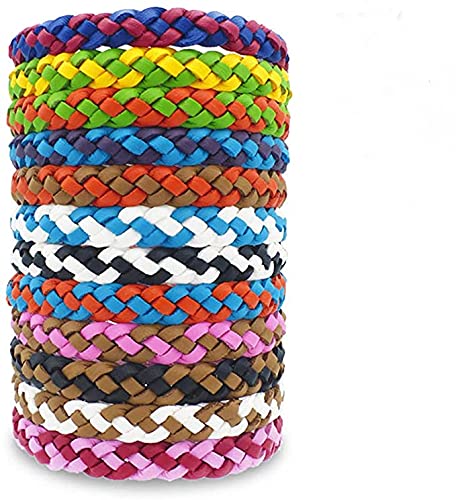 Wristbands, Mosquito Repellent Bracelets, 12 Pack Individually Wrapped, DEET Free, Long Time Mosquito Repellent, up to 72 hours of protection, Natural and Waterproof Band Adjustable(Leather)