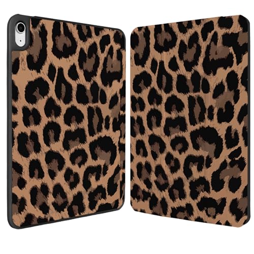 Jngnpn Case for iPad A16 11th Generation 11 Inch 2025 iPad Case 10th Generation 10.9 Inch 2022 Slim Lightweight Soft Trifold Back Cover with Pencil Holder & Auto Sleep/Wake Cover Brown Leopard
