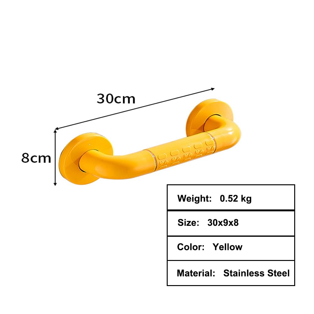 Asidero antideslizante de baño de acero inoxidable Barra de seguridad para ducha apta para personas mayores niños discapacitados y embarazadas Agarradera para bañera inodoro (Amarillo, 78 cm)