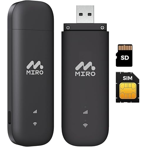 MIRO UF1 4G LTE WiFi USB Network Adapter 150Mbps Speed, Dual SIM/SD Slots Wireless Dongle, Wi-Fi Stick USB2.0 Interface WiFi Adapter for Desktop PC Laptop