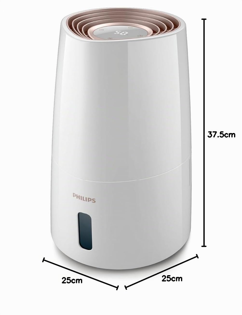Philips Humidificador Serie 3000, 45 m², 99,97% menos bacterias (NanoCloud), 300 ml/h, 3 velocidades, Modo Sueño, Ultrasonido (33 dB), Sensor, Temporizador, Depósito 3L, Blanco (HU3916/10)