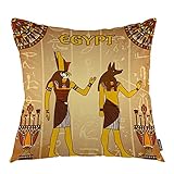oFloral Egyptian Gods Throw Pillow Covers Ancient Egyptian Hieroglyphs Mythology Egypt Pharaoh Decorative Square Pillow Case 18