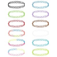 MXTIMWAN 12 Stück Choker Halskette Set, Stretch Choker, Tattoo Kette, Gummi Halsband, Damen Elastische Halskette