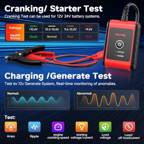 2026 Autel MaxiBAS BT506 Car Battery Tester, 6V 12V 100-2000 CCA Car Battery Analyzer, 12V 24V Auto Cranking/Charging System Test, Adaptive Conductance, High-Precision Battery Load Test for All Cars - Image 6