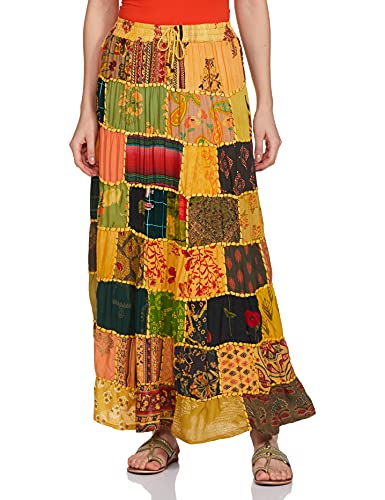 Long Printed Dori Skirt from Gujarat with Patch Work