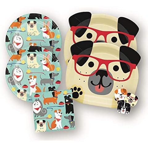 Dog Party Plates and Napkins Puppy Pup Paw Print Birthday Supplies (48 Count) Cover