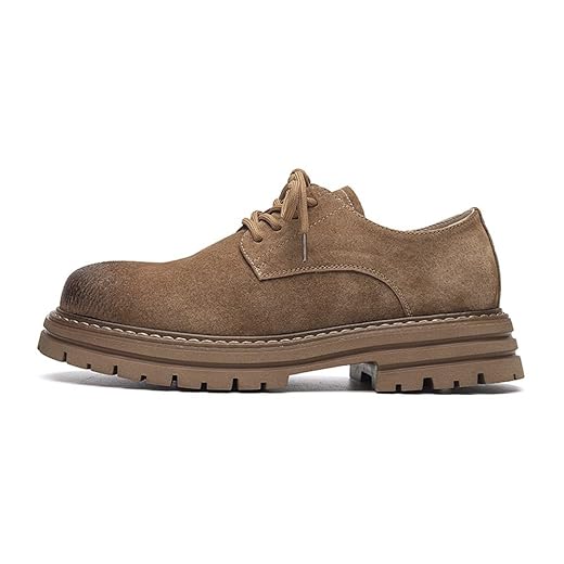Sapatos Oxford masculinos vintage de sola grossa de corte baixo casual - sapatos de trabalho de couro estilo britânico com acabamento envelhecido