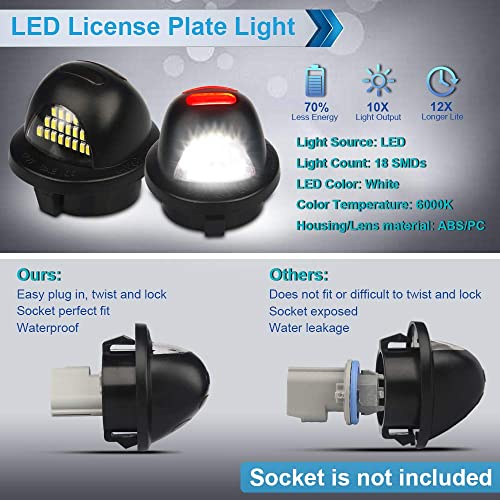 Mbuydiy Led License Plate Light Lamp Assembly With Red Oled Neon Tube Compatible With F150 1990-2014, F250 F350 1999-2016, Ranger 1983-2011, Excursion Raptor Black Housing 6000K White, Pack Of 2 #TOP2