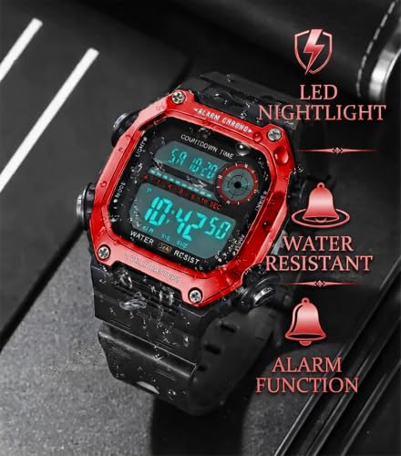 Image of Time Up Digital Dial Finer-Quality Material Square Shape Waterproof,Alarm,Night-Light Watch for Men & Women- WF124-X