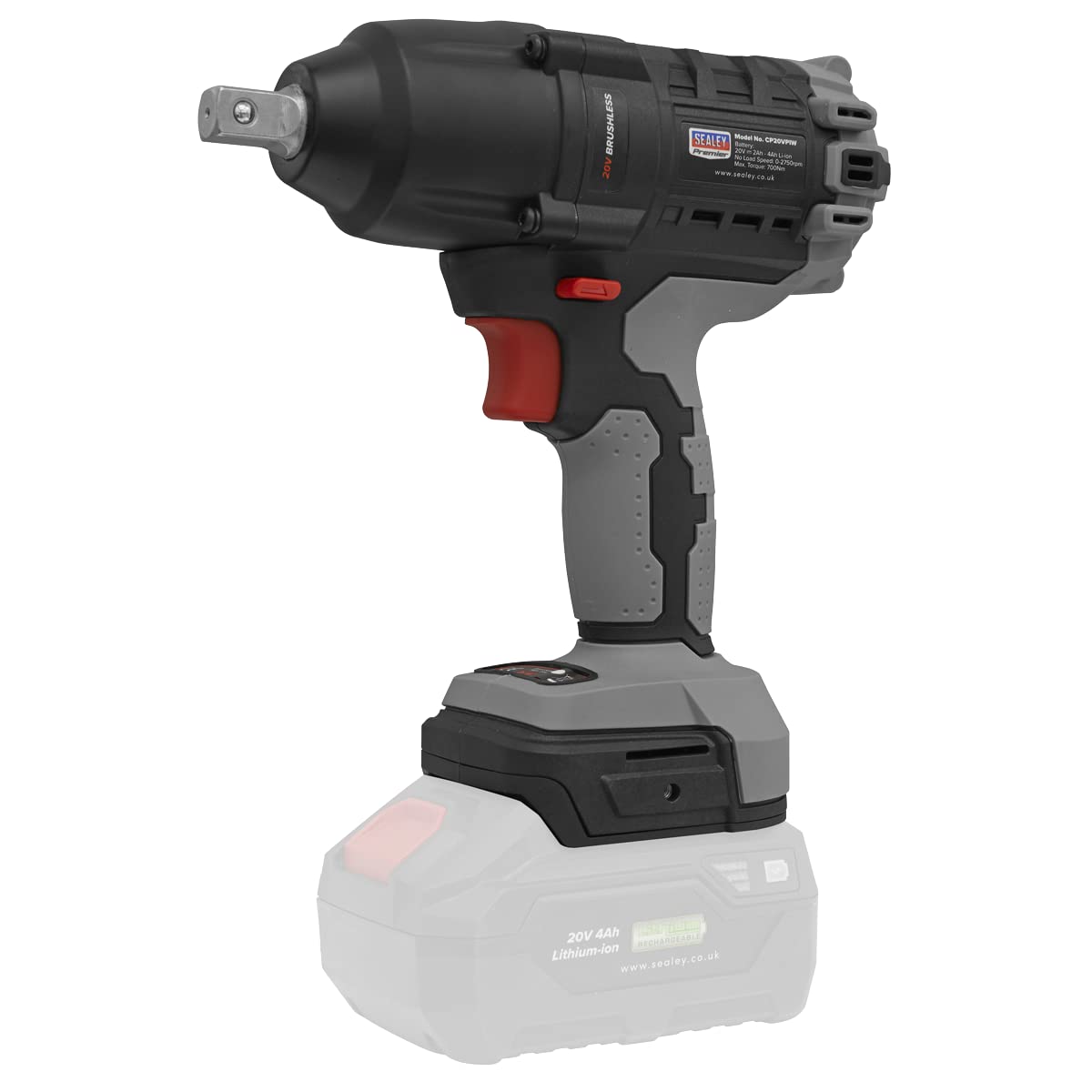 Sealey CP20VPIW Brushless Impact Wrench 20V 1/2""Sq Drive 700Nm - Body Only