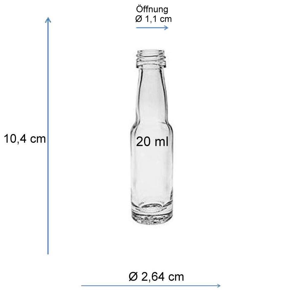 mikken - 50 mini bouteilles en verre de 20 ml avec bouchon à vis et entonnoir.