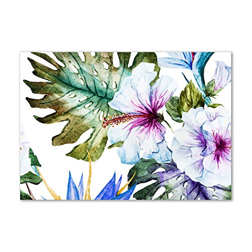 Crédence de cuisine fleurs hawaïennes bleu pour décorer votre mur