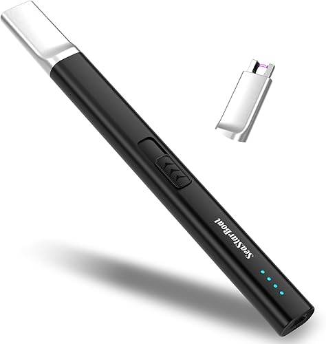 Encendedor de velas eléctrico  Encendedores de arco recargable USB a prueba de viento encendedor de plasma con botón de seguridad mejorado para