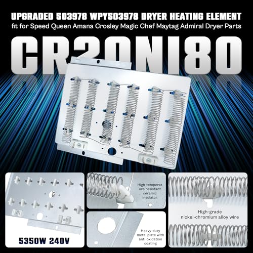 Upgraded ADE3SRGS173TW01 Heating Element fit for Speed Queen Dryer Heater 503978 61928 964P3 61927 fit for Amana Speed Queen Maytag Dryer Parts ADE3LRGS171TW01 ADE3SRGS175TW01 ADE4BRGS171TW01 LUXRILIX