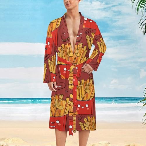 Food French Fries Potato Chips Men's Soft Robes Lightweight Long Bathrobe Loungewear for Bath Shower2