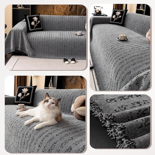 Couverture de canapé en chenille rayée pour un salon chaleureux