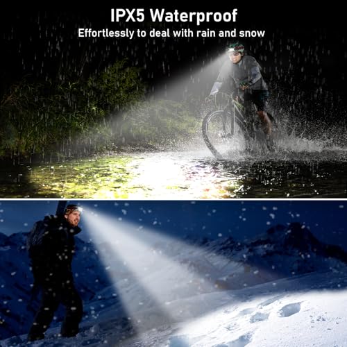 Blukar LED Stirnlampe Wiederaufladbar, Superhell 2000L Stufenlos Dimmbar Kopflampe mit 5 Normalmodi & 5 Sensormodi & Rotlicht, Leichtgewichtig Wasserdichte Mini Stirnleuchte für Camp, Angeln usw. 6