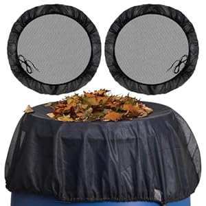2 Pcs Mesh Cover for Rain Barrel, Water Buckets Mesh Cover with Drawstring, Rain Barrels Netting Screen to Keep Leaves and Debris Out, Rain Bucket Netting Screen Cover for Outdoor Garden