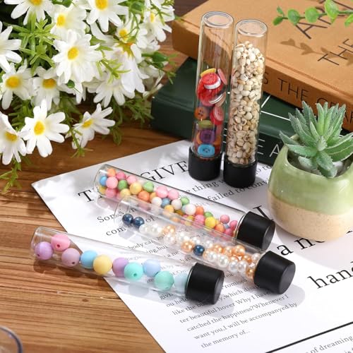 Image of Bello 30ml 30pcs Clear Glass Vials Culture Tube, Glass Sample Vial with PE Stopper, Leak-Proof Small Glass Bottles Containers Essential Oil Bottles for Storage Liquid, Pills and Lab Home Kitchen Use.