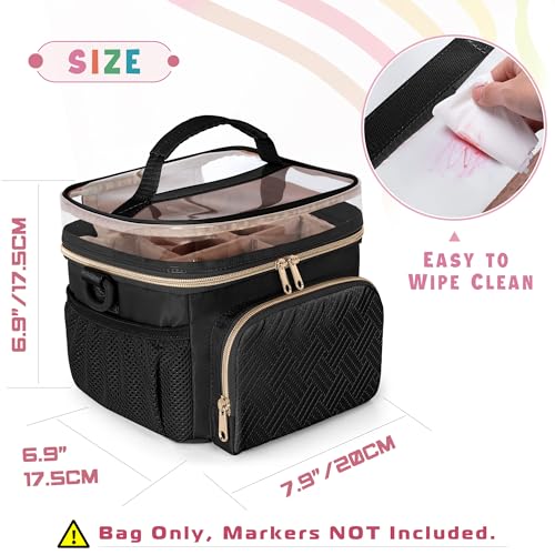 Rexmica Marker Organiser Case for 100 Markers, Marker Pen Storage Holder Bag with Divider and Shoulder Strap - Image 4