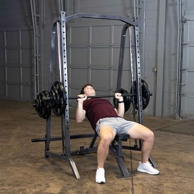 Body Solid Smith Machine Package - Strength Training Weight Cage Squat Rack System Ideal for Home and Commercial Gyms