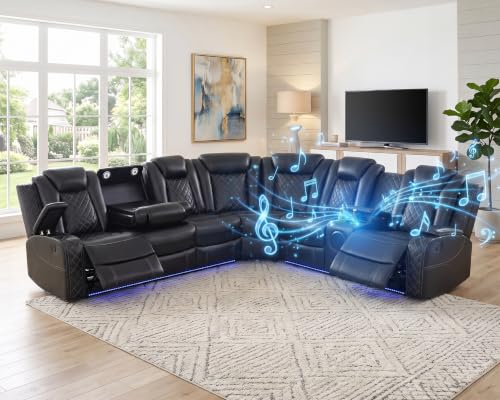 Ocstta Power Recliner Sectional Sofa with Speaker