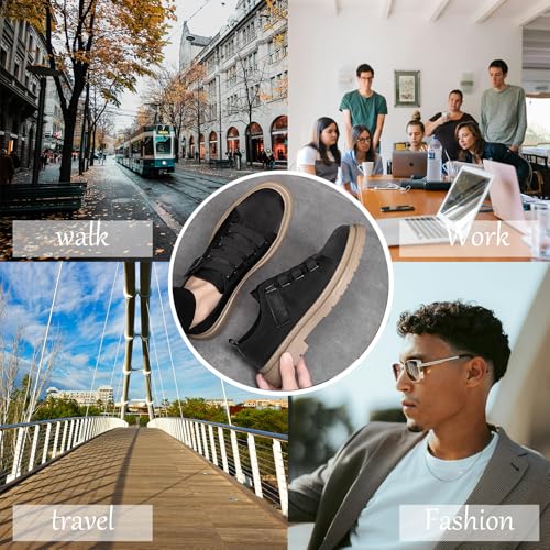 Men's Lightweight Fashion Flat Loafers Casual Canvas Soft Sole Non-Slip Adjustable Hook and Loop Walking Shoes Business Classic Formal School 7