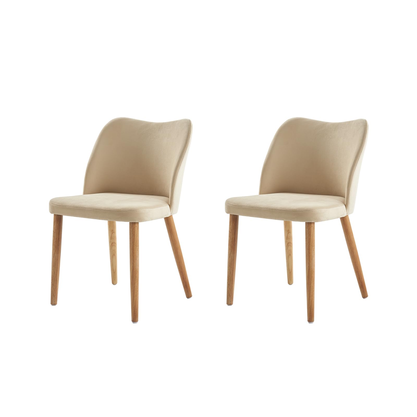 HULALA Home Sillas de Comedor Pack 2, Moderna Sillas Comedor, Silla Tocador, Silla Tocador Maquillaje con Patas de Madera para Cocina, Beige