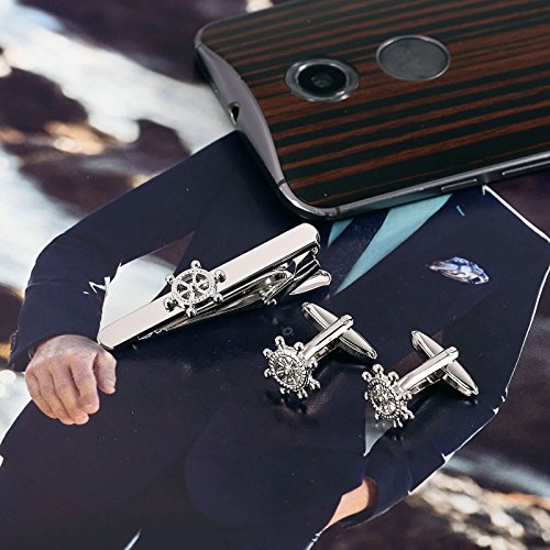 Beydodo Alfiler pak voor heren, zilverkleurig, naald en manchetknopen - Image 4