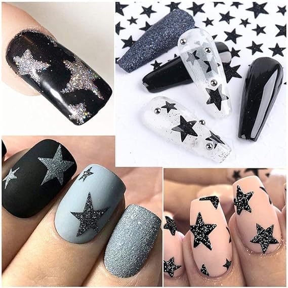 10 Sheets Star Nail Art Stickers Decals Nail Art Design Supplies 3D Self-Adhesive Nail Slider Stars Stickers Glitter Shiny Decoration Decal Transfer Adhesive Colorful Nail Art Tips Manicure
