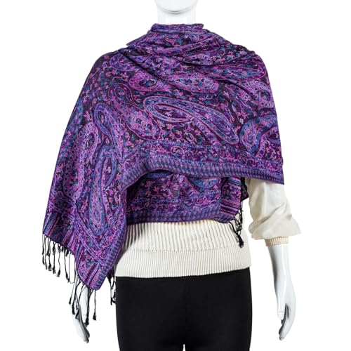 AUSEKALY Pashmina Feel Shawls Wraps for Women Rave Scarf Soft Silky Reversible Men Scarves4