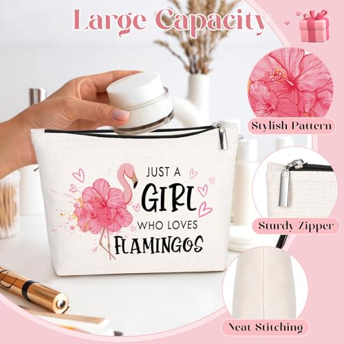 GevGuxLuo Flamingo Gifts for Flamingos Lovers, Flamingo Makeup Bag for Women Birthday Gifts for Daughter Sister Bestie, Cute Flamingos Themed Animal Lovers Gift for Women by GevGuxLuo - Image 3