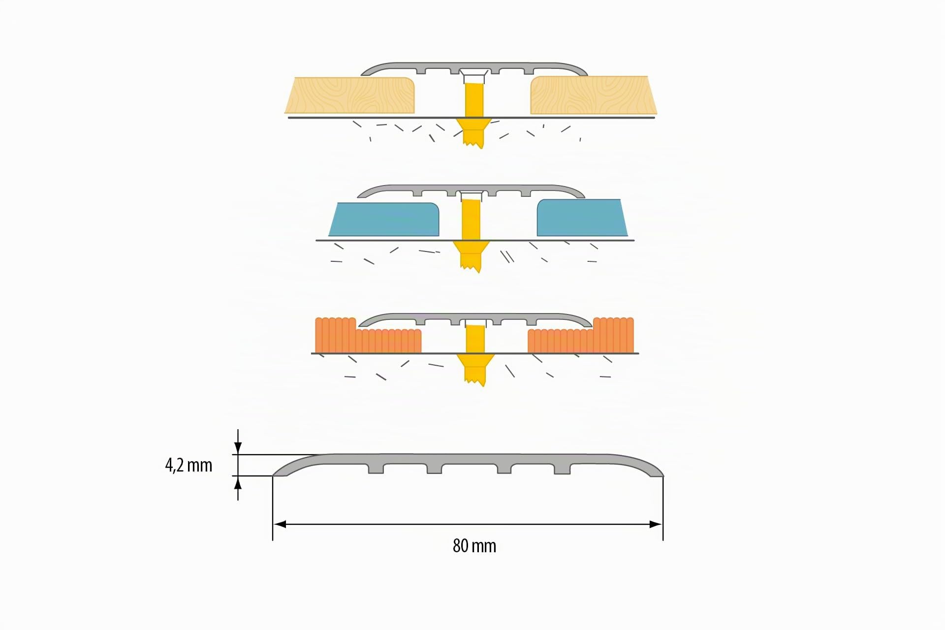 CEZAR W-AL lppos C23–100 Barre de Protection seuil de porte plat ovale 80 mm or