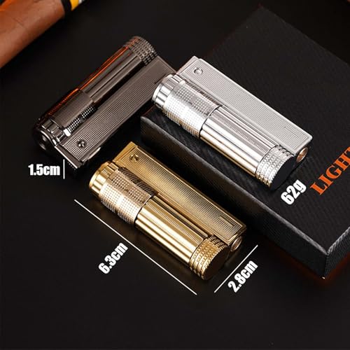 Encendedor metálico dorado recargable con llama ajustable miniatura 6