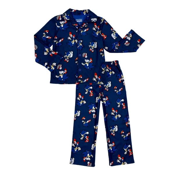 Komar Kids Sonic Boy's 2-Piece Button Up Fleece Pajama Set