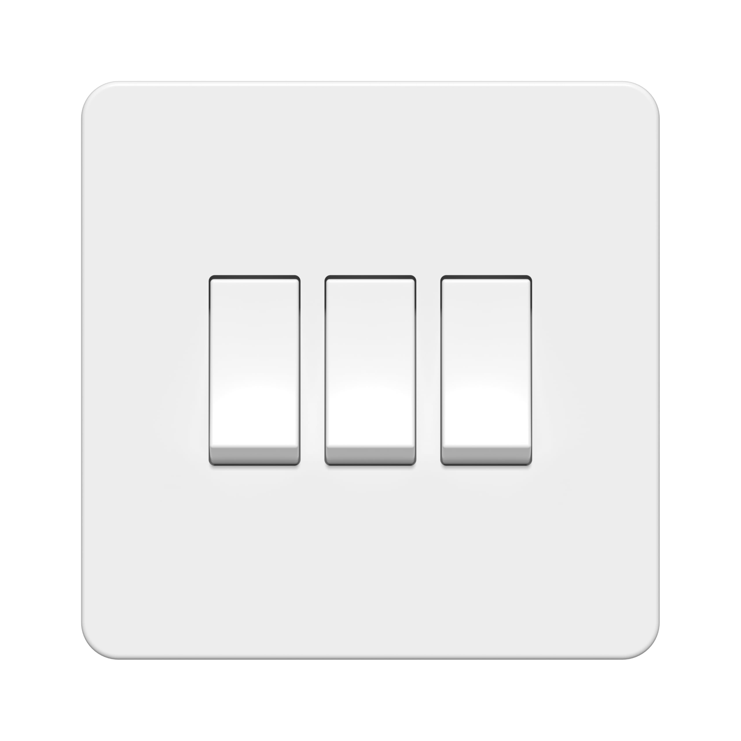 LIDER 3-Gang Screwless Light Switch, 1-Way/2-Way, UKCA Certified, Plastic Screwless Faceplate, RoHS Compliant