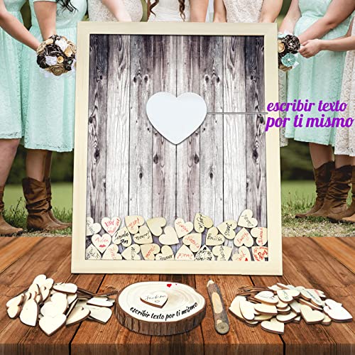 Miniatura 2 de Neamon Libro De Visitas De Boda Alternativa Para La Recepción De Bodas País Rústico Por Favor Regístrese Libro De Visitas 120 Piezas Regalos De Bautismo De Corazones