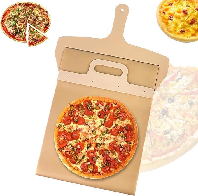 Sliding Pizza Peel, Magic Non-Stick Pizza Transfer Slider with Handle, Super Smart Pizza Spatula Paddle, A Good Pizza Oven Accessory.