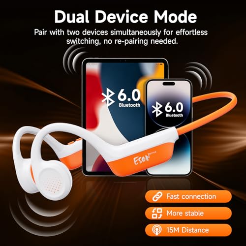 esonstyle Bluetooth 6.0 IPX7 Waterproof Bone Conduction Headphones - image 5