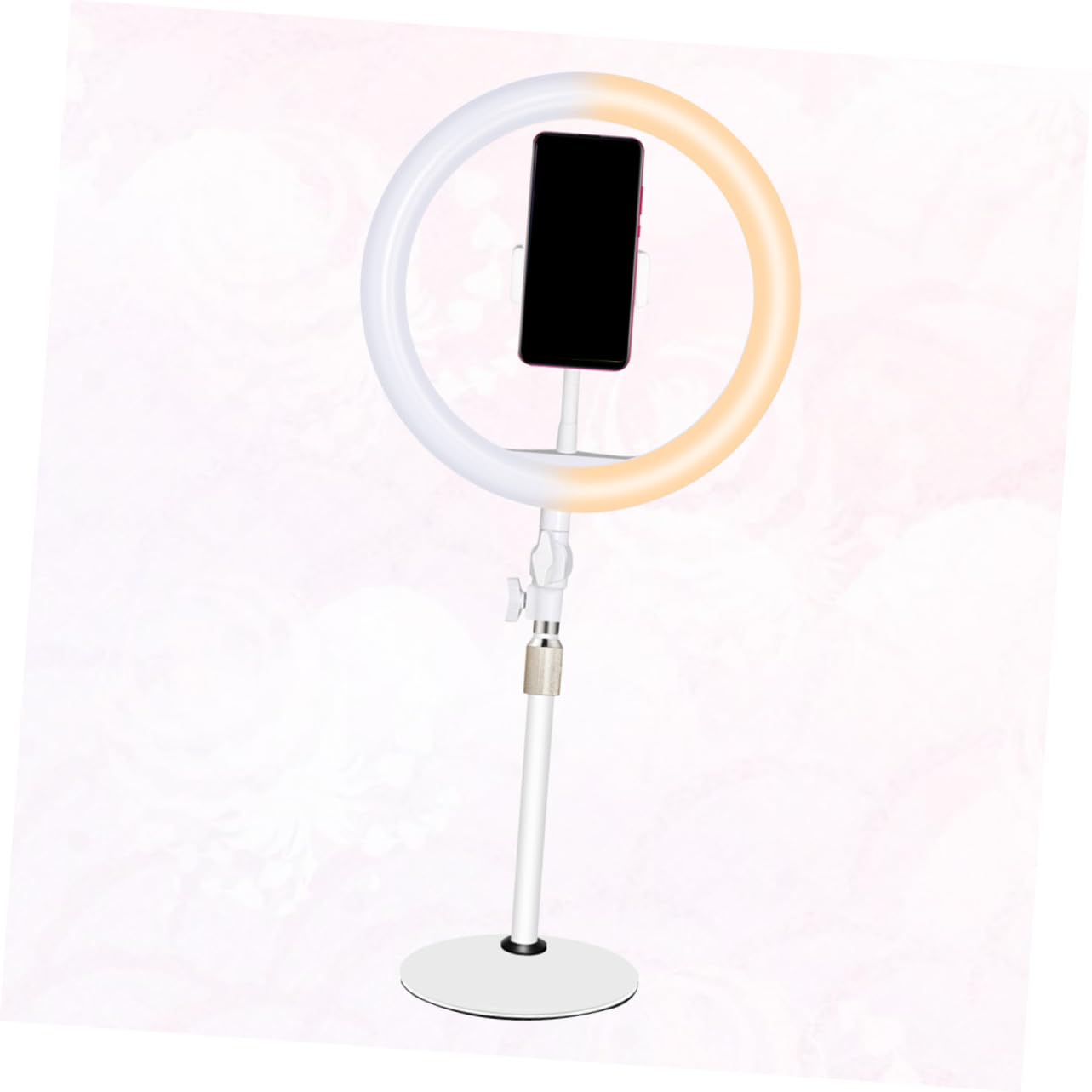 SHINEOFI Luce LED Dimmerabile per Selfie Supporto Telefono, Lampada da Bellezza Bianco in Ferro e Plastico Cavo USB per Fotografia e Live Streaming