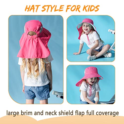 Kids Sun Hats UPF 50+ Sun Protection Hat for Kids with Neck Flap Adjustable Large Brim Beach Fishing Hat for Age 3-124
