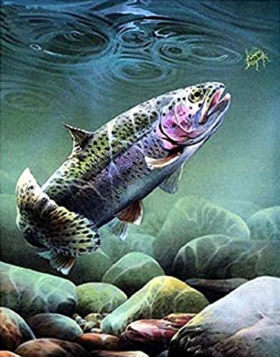 Kit Point de Croix Poisson Imprimé 11CT pour broder sans compter les fils