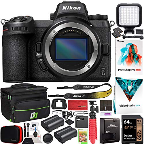 Image of Nikon Z6II Mirrorless Camera | Official Nikon USA Partner Model | Body FX-Format Full-Frame 4K UHD Video 1659 Bundle with Deco Gear Travel Bag Case + Extra Battery + Photography LED + Software Kit