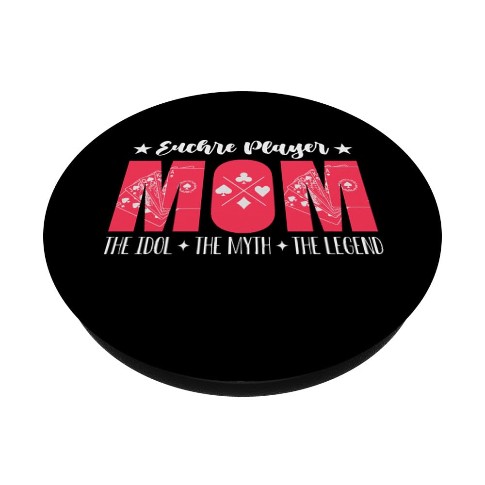 Euchre Player Mom The Idol The Myth Card Game Euchre Player PopSockets Swappable PopGrip, Black - Image 2